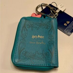 Vera Bradley Teal Floral Embossed Harry Potter Card Wallet Keychain